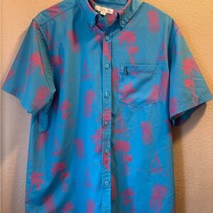 Tropical Vibes Blue and Pink Men's Shirt